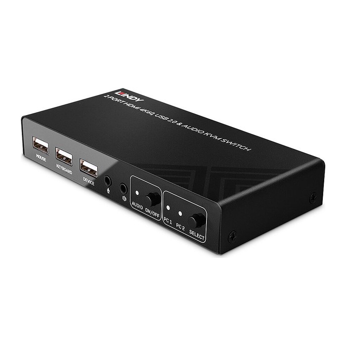 LINDY 2 Port KVM Switch HDMI 4K60, USB 2.0 & Audio
