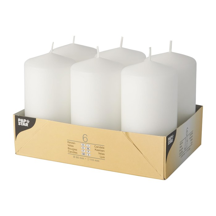 STARPAK Stumpenkerze weiß, 6 St.
