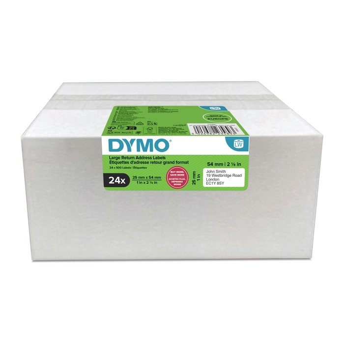 DYMO Etikettenrolle für Etikettendrucker weiß, 25,0 x 54,0 mm, 24 x 500 Etiketten