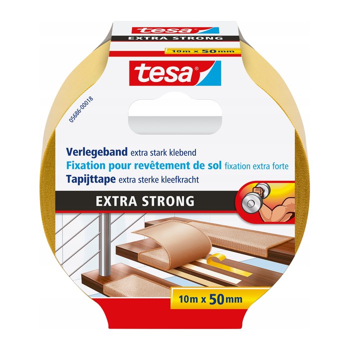 tesa EXTRA STRONG doppelseitiges Klebeband 50,0 mm x 10,0 m, 1 Rolle