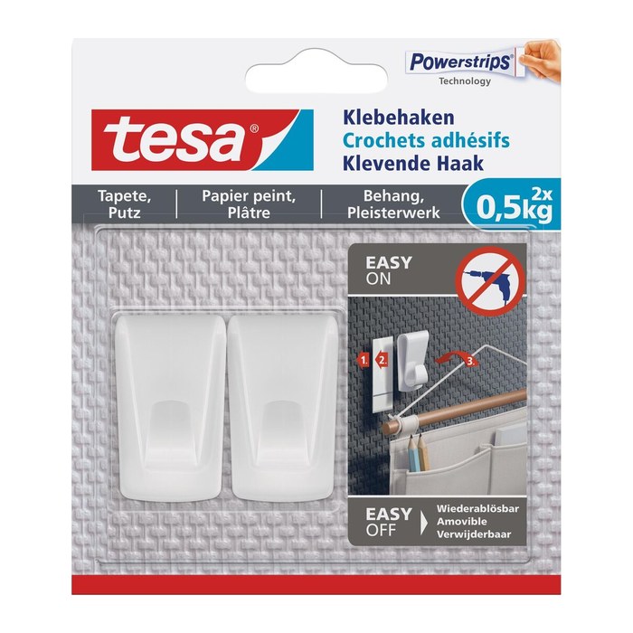 tesa Klebehaken für max. 0,5 kg, 2,0 x 4,5 cm, 2 St.