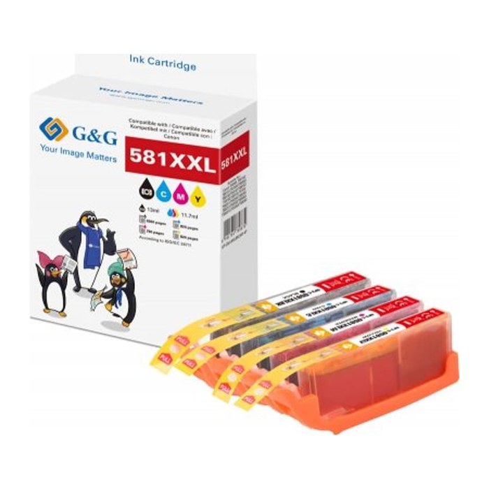 G&G XXL-Druckerpatronen 4er Set Canon CLI-581XXL BK/C/M/Y