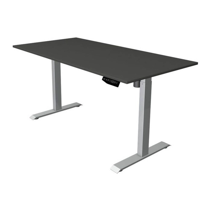 Kerkmann Move 1 elektrisch höhenverstellbarer Schreibtisch anthrazit rechteckig, T-Fuß-Gestell silber 160,0 x 80,0 cm