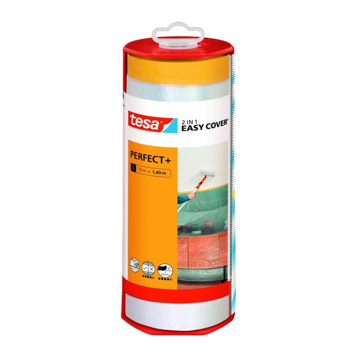 tesa EASY COVER® PERFECT+ L Abdeckfolie mit Abroller transparent 140,0 cm x 33,0 m 1 Rolle