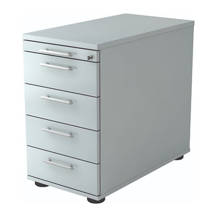 HAMMERBACHER Solid Standcontainer lichtgrau 5 Auszüge Kunststoff-Relinggriff silber 42,8 x 80,0 x 72,0 - 76,0 cm