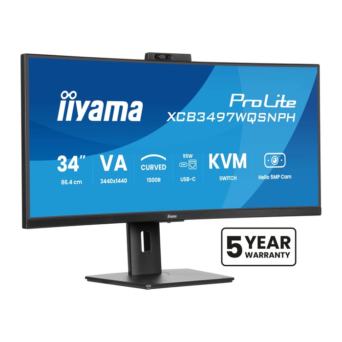 IIYAMA 86,4cm (34") XCB3497WQSNPH-B1 21:9 HDMI+DP+USB-C Webc