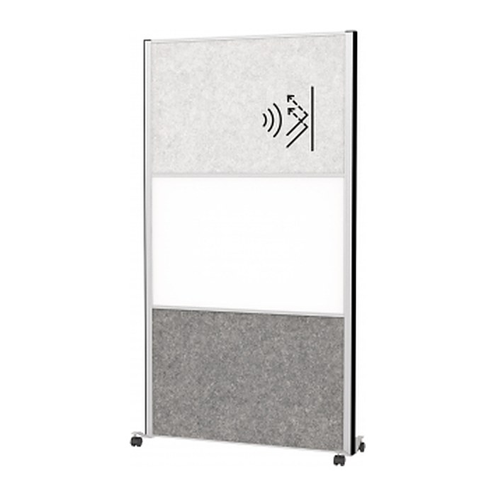 MAUL Akustik-Trennwand MAULconnecto 9655395, dunkelgrau, hellgrau, weiß 100,0 x 182,0 cm mit Rollen, 1 St.