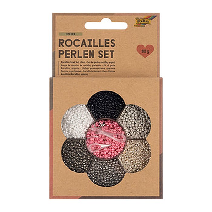 folia Perlen-Set Rocailles silber mehrfarbig
