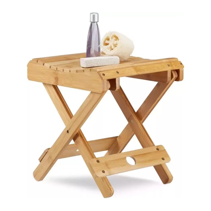 relaxdays Klapphocker natur 2x 2 Sprossen, H: 31,5 cm