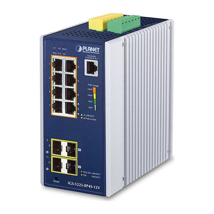 PLANET Industrial 8-Port GE PoE + 2*1G SFP + 2*2,5G SFP