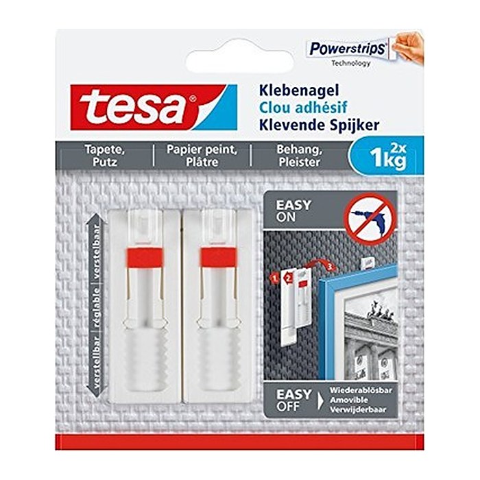 tesa Powerstrips Klebenägel für max. 1,0 kg, 2,4 x 6,4 cm, 2 St.