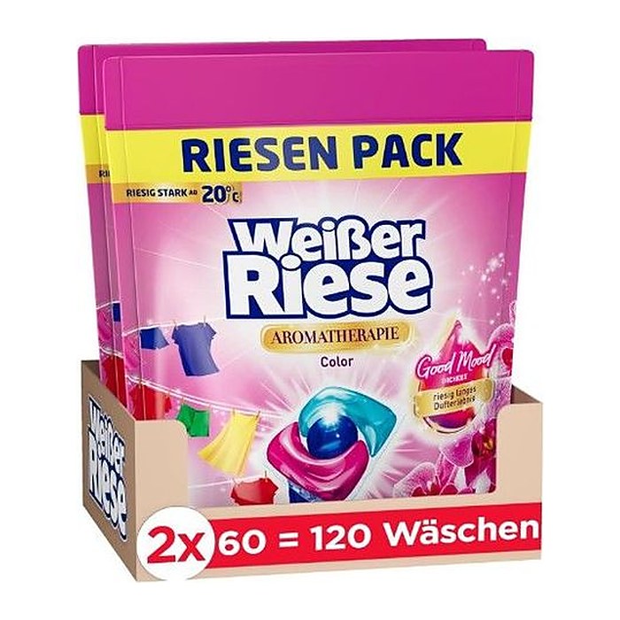 Weißer Riese AROMATHERAPIE Color Good Mood ORCHIDEE Waschmittel Caps, 2x 60 St.