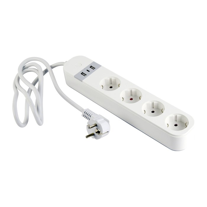gembird Smart Home Steckdosenleiste 4Fach, m.USB-Charge weiß