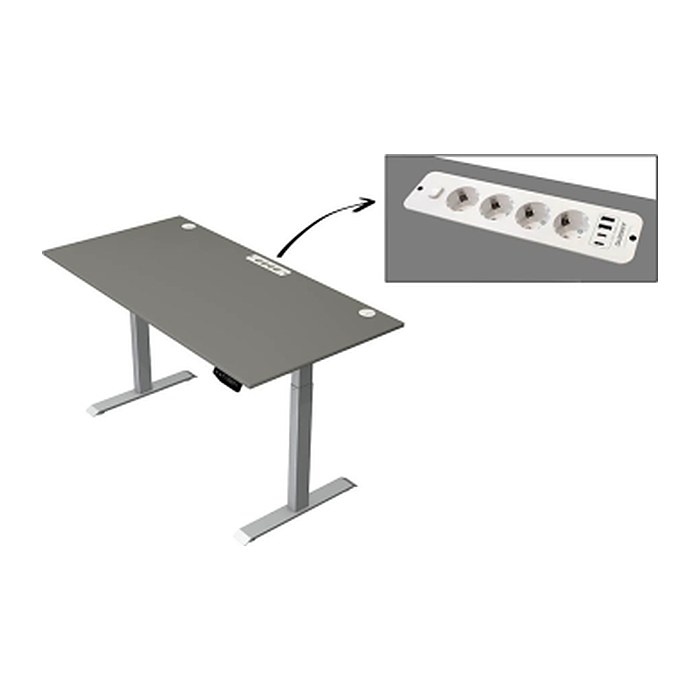 Kerkmann Move 1 plus elektrisch höhenverstellbarer Schreibtisch grafit rechteckig, T-Fuß-Gestell grau 160,0 x 80,0 cm