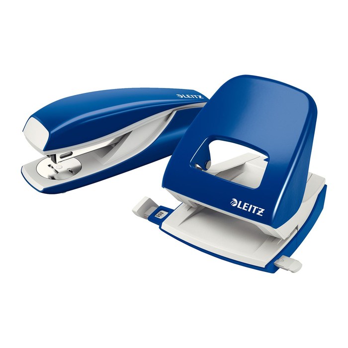 LEITZ Locher und Heftgeräte Set WOW 5095 blau-metallic