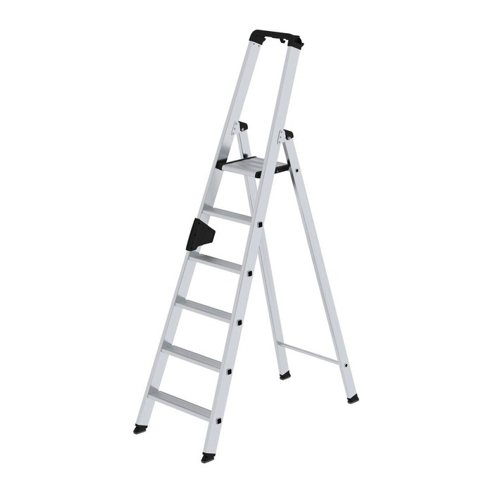 MUNK Stehleiter einseitig 40106 silber 6 Stufen, H: 181,0 cm