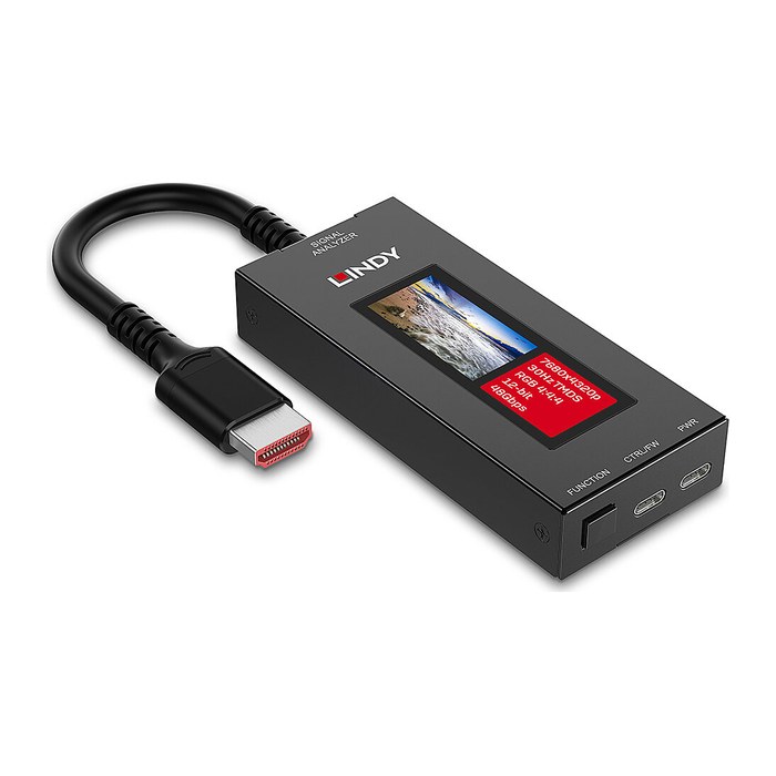 LINDY HDMI 8K60 Signal Analyzer, tragbar, mit LCD Bildschirm