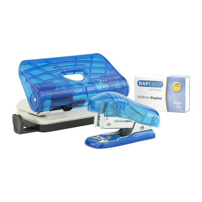 RAPESCO® Locher und Heftgeräte Set 1719 transparent blau