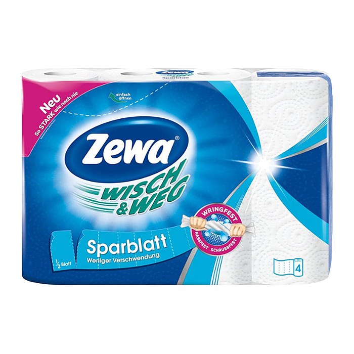 Zewa Küchenrollen WISCH&WEG Sparblatt 2-lagig, 4 Rollen