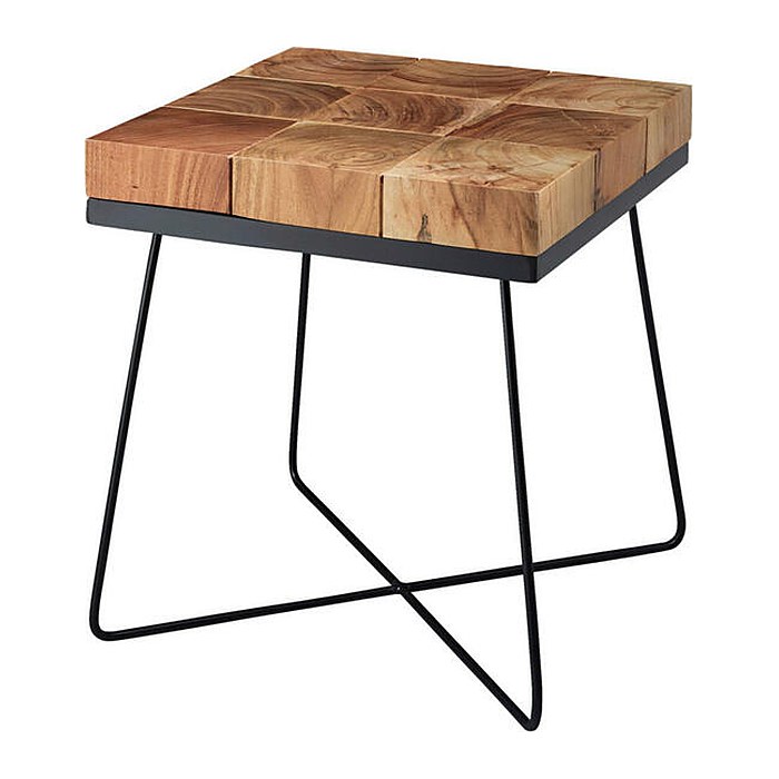 WOHNLING Beistelltisch quadratisch Massivholz akazie 45,0 x 45,0 x 51,0 cm, 1 St.