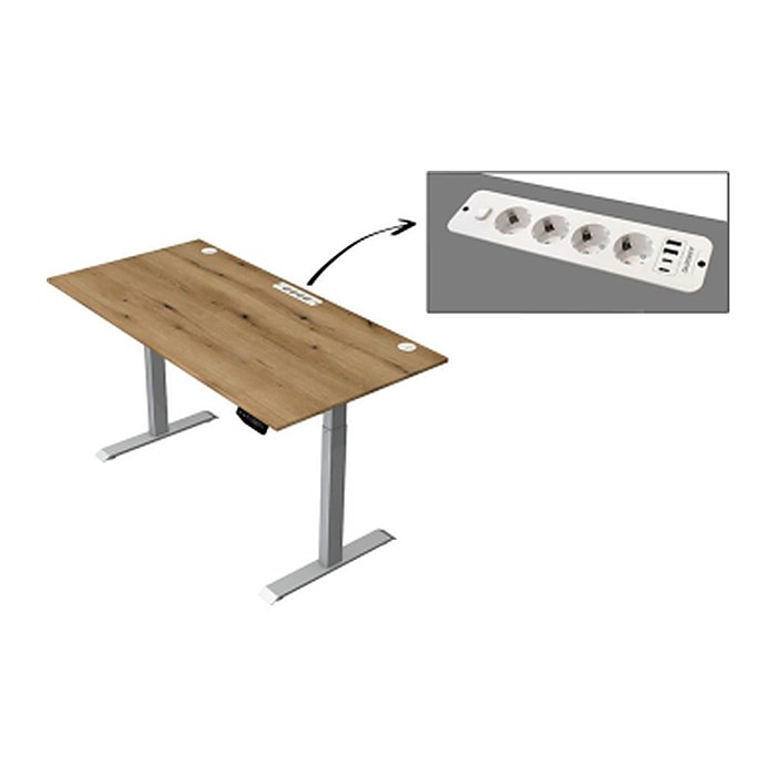 Kerkmann Move 1 plus elektrisch höhenverstellbarer Schreibtisch eiche rechteckig, T-Fuß-Gestell grau 160,0 x 80,0 cm