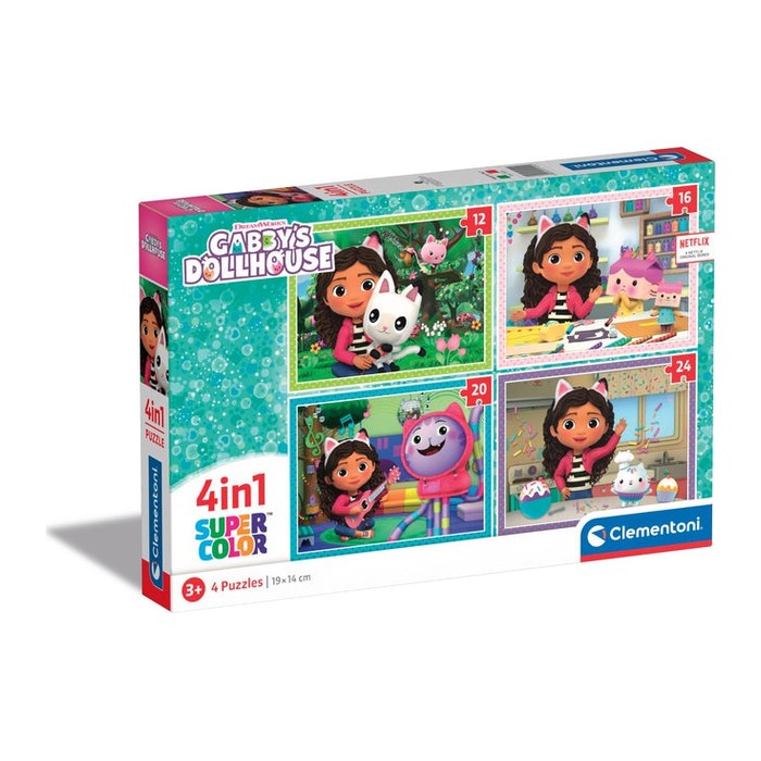 Clementoni Gabby´s Dollhouse 4 in 1 Puzzle, 12 - 24 Teile