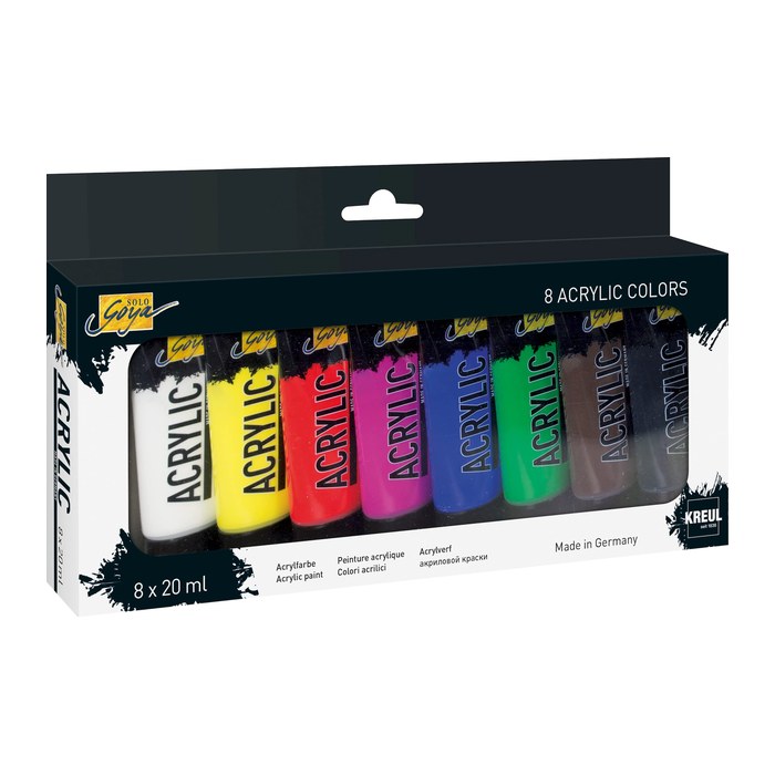KREUL SOLO GOYA Acrylfarben farbsortiert 8 x 20,0 ml, 8 St.
