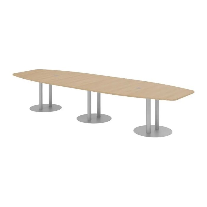 HAMMERBACHER Konferenztisch KT40S eiche Tonnenform, Rundrohr silber, 400,0 x 85,0 - 130,0 x 74,0 cm