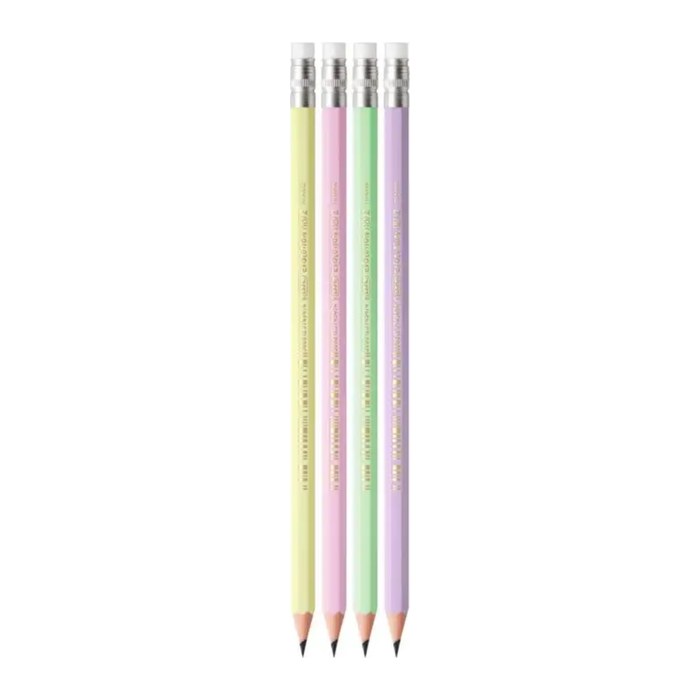 BIC EVOLUTION PASTEL Bleistifte HB rosa, lila, grün, gelb mit Radierer, 10 St.