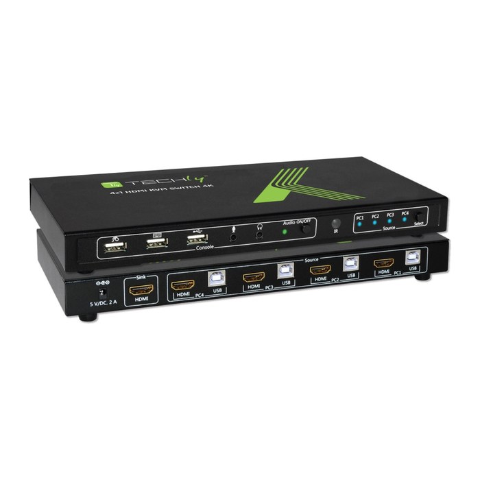 Techly KVM Switch USB, HDMI, 4K, 4 Wege