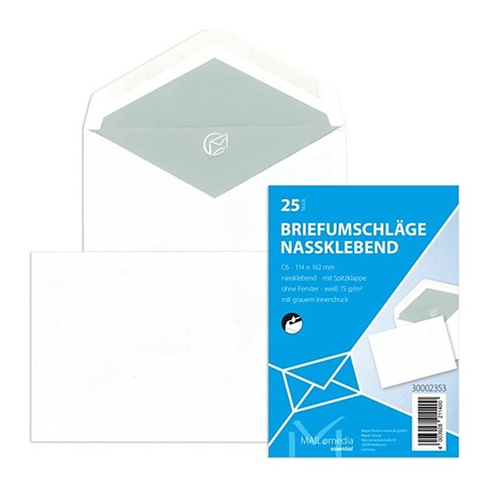 ÖKI Briefumschläge DIN B6 ohne Fenster weiß nassklebend 100 St.