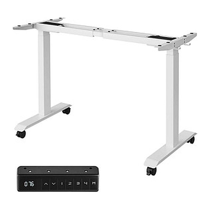 SONGMICS höhenverstellbares Schreibtischgestell weiß ohne Tischplatte, T-Fuß-Gestell weiß 100,0 - 175,0 x 57,0/70,0 cm
