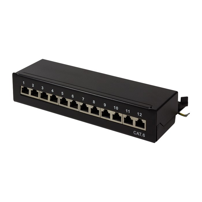 Logilink Patchpanel Tisch/Wand Cat.6 STP 12 Ports, schwarz
