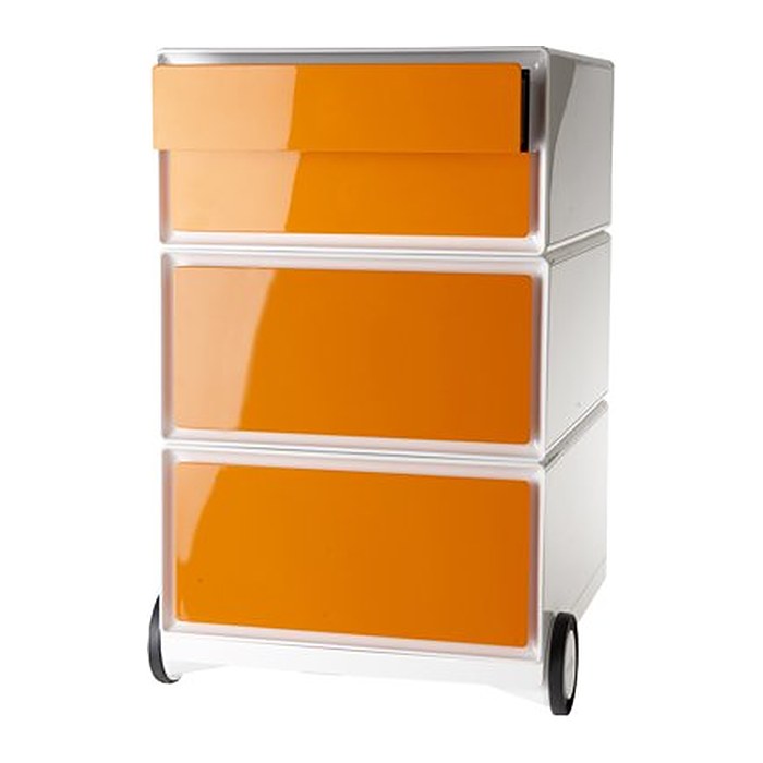 PAPERFLOW easyBox Rollcontainer weiß, orange 4 Auszüge 39,0 x 43,6 x 64,2 cm