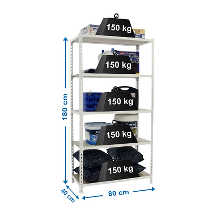 Simonrack Schwerlastregal MADERCLICK MINI 8435104974568 weiß 80,0 x 40,0 x 180,0 cm