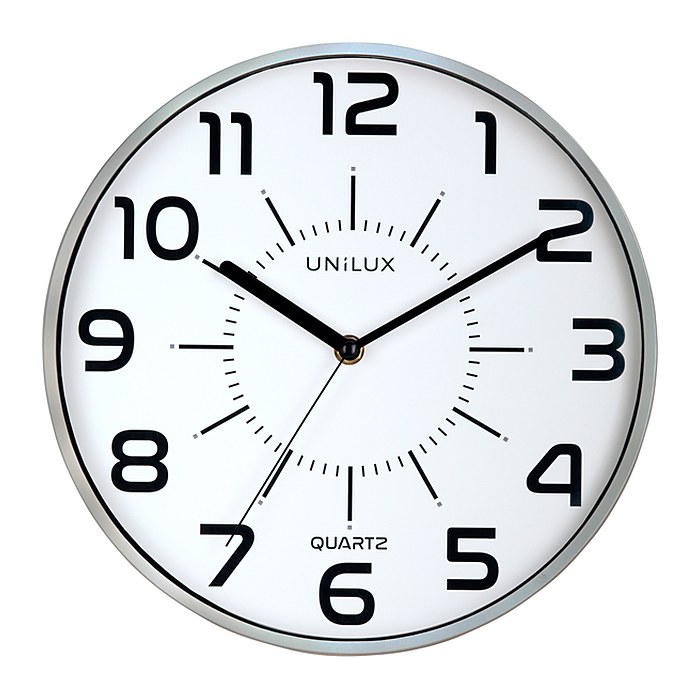 unilux Wanduhr POP weiß grau Kunststoff, Ø 30,5 cm