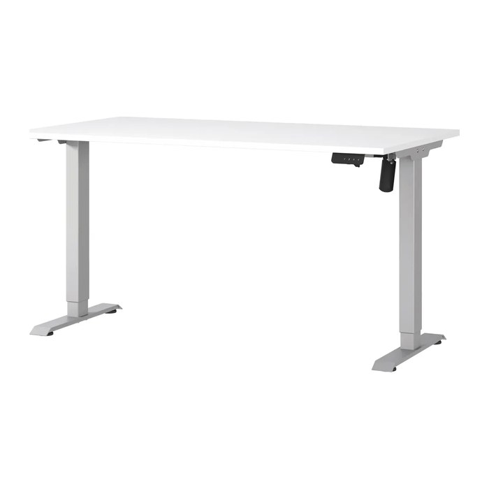 GERMANIA Boras höhenverstellbarer Schreibtisch weiß rechteckig, T-Fuß-Gestell silber 140,0 x 80,0 cm