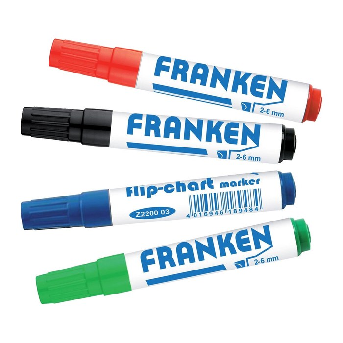 FRANKEN Flipchart-Marker farbsortiert 2,0 - 6,0 mm, 4 St.