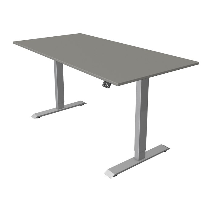 Kerkmann Move 1 elektrisch höhenverstellbarer Schreibtisch lichtgrau rechteckig, T-Fuß-Gestell silber 160,0 x 80,0 cm