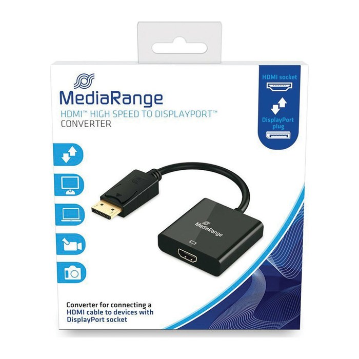 MediaRange HDMI Buchse/DP Stecker 18 Gbit/s 20cm schw