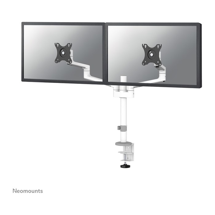 Neomounts Monitor-Halterung weiß für 2 Monitore, Tischklemme