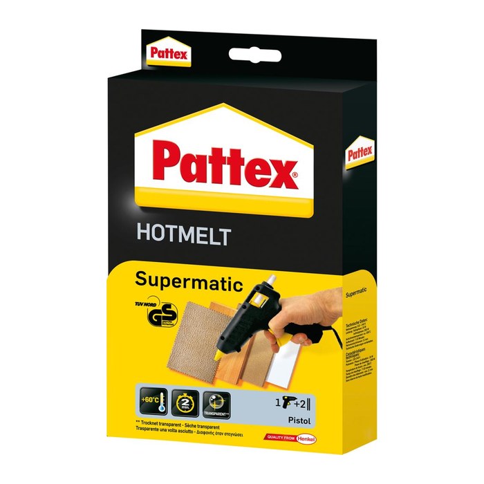 Pattex Supermatic Hot Melt Heißklebepistole schwarz, 1 Set