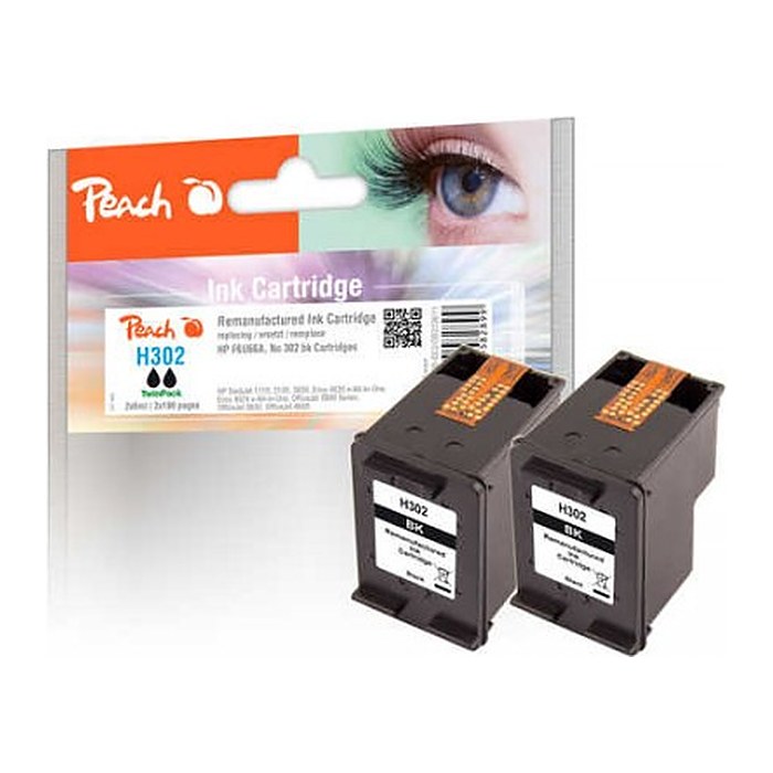 Peach Patrone HP Nr.302 0B319611 schwarz Twinpack komp