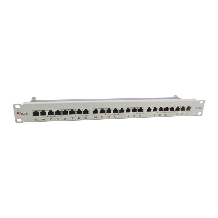 Equip 19" Patchpanel 24xRJ45 Cat6a FTP 1U 500MHz RAL7035