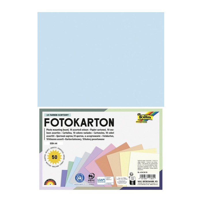 folia Fotokarton Pastell farbsortiert 300 g/qm 50 Blatt