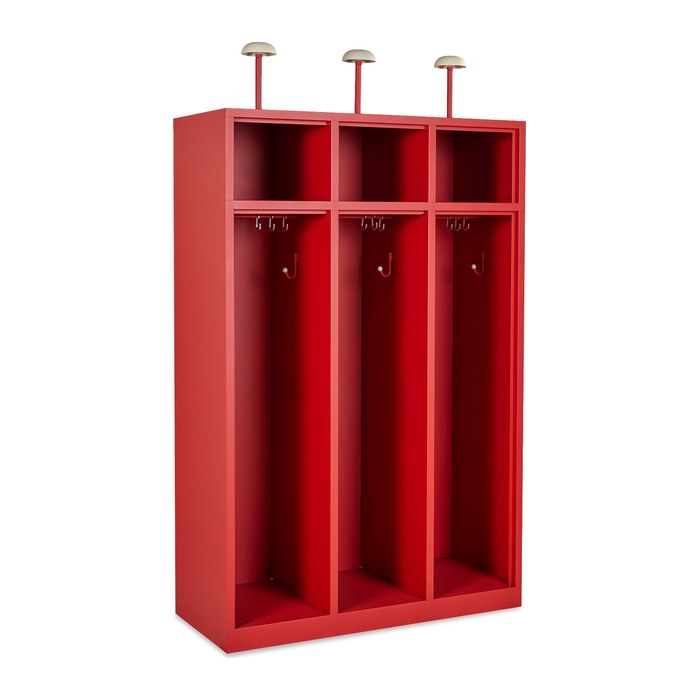 Feuerwehrschrank (3 Abteile) optional mit Zubehör – Feuerrot