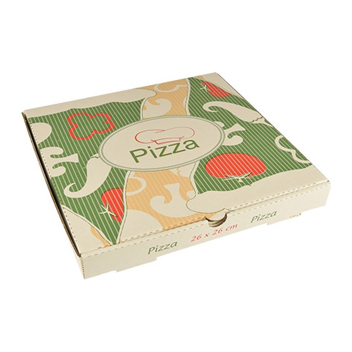 PAPSTAR Pizzakartons pure weiß, rot, grün, creme 26,0 x 3,0 cm, 100 St.