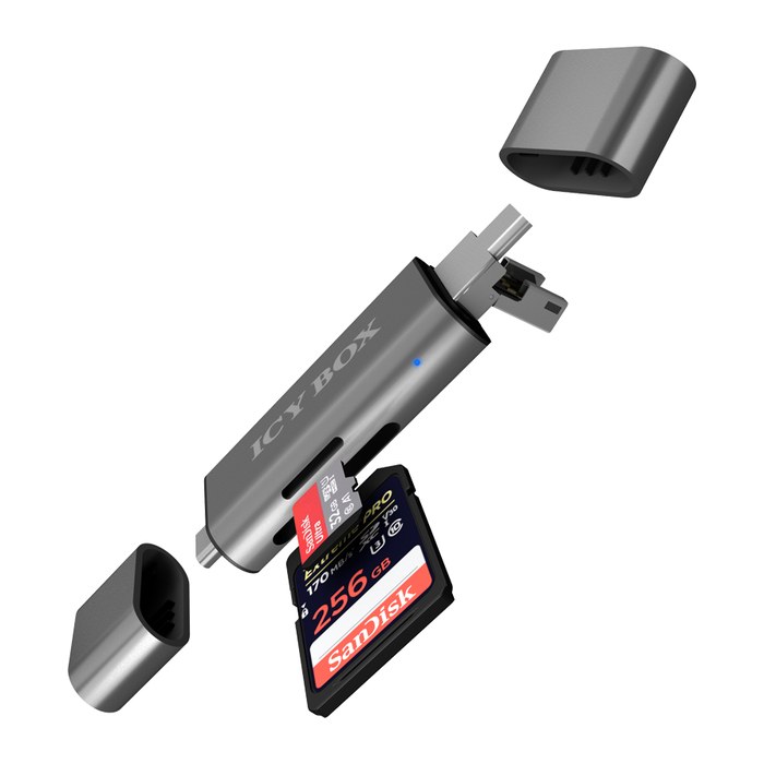 RaidSonic ICY BOX® IB-CR200-C Multi-microSD, SD, MultiMediaCard-Kartenleser grau