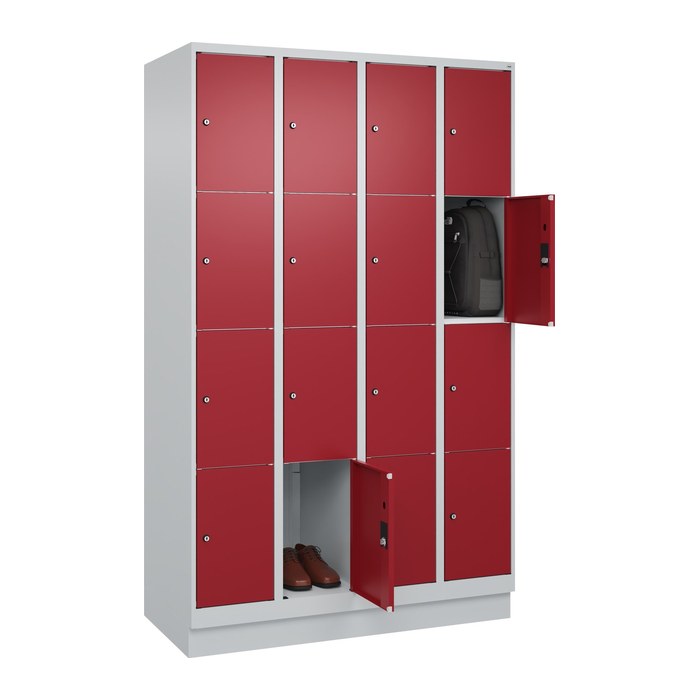 CP Schließfachschrank Classic PLUS lichtgrau, rubinrot 080020-404 S10001, 16 Schließfächer 120,0 x 50,0 x 185,0 cm