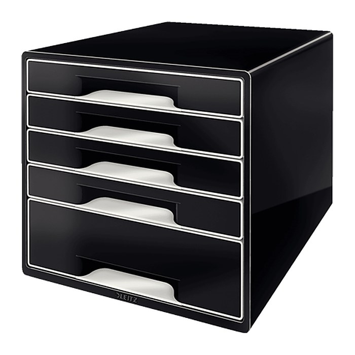 LEITZ Schubladenbox CUBE Duo Colour  schwarz/grau 52531095, DIN A4 mit 5 Schubladen, 1 St.